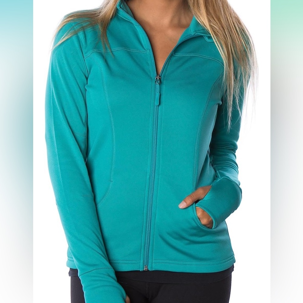 Teal/Turquoise Workout Athleisure Collared Zip Up Jacket